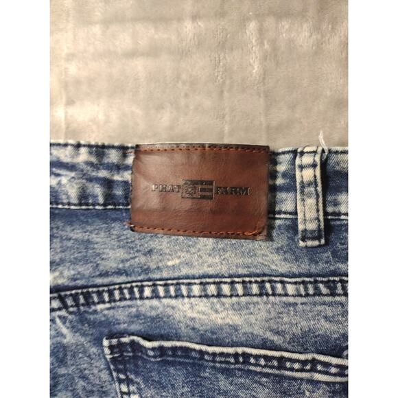 Phat Farm Jeans Mens 34x32 Stretch Skinny Biker Acid Wash Blue Size Retro Y2K - Picture 10 of 14